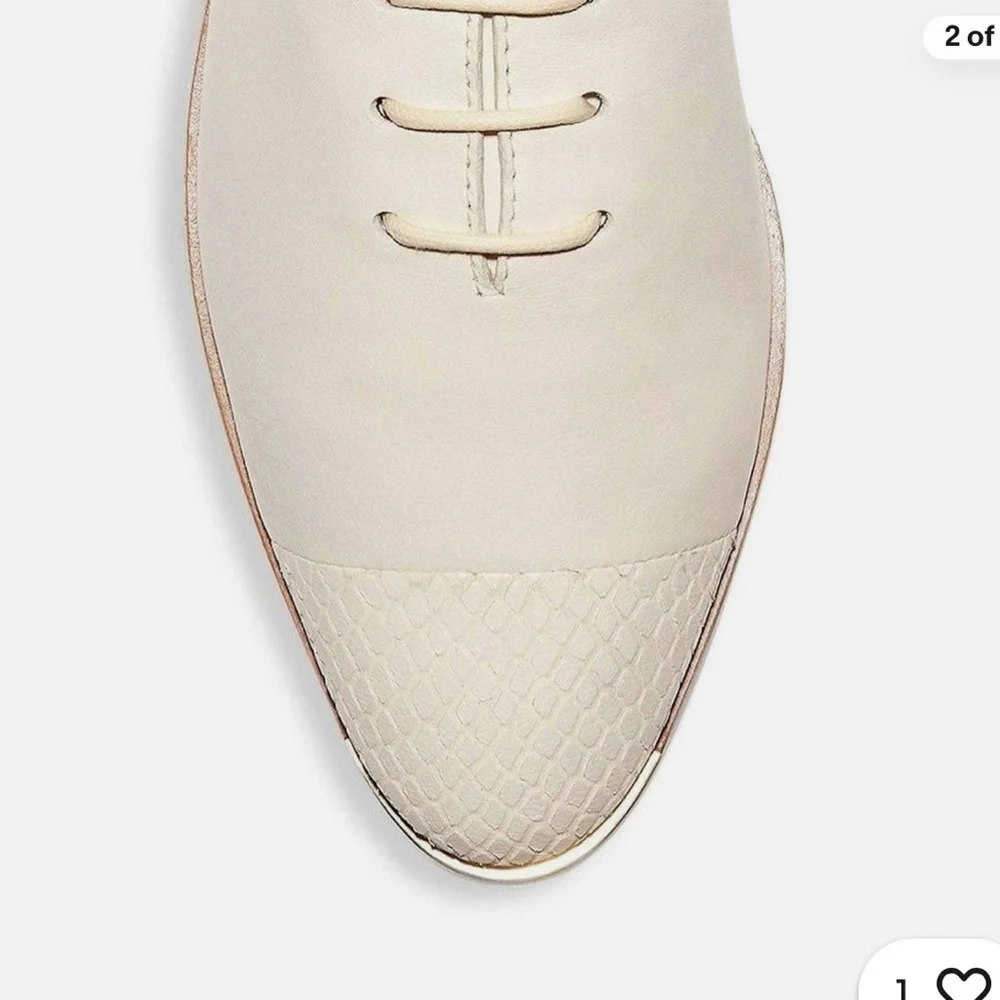 Cole Haan Grand Ambition Ivory Lace-Up Flats - Picture 2 of 5